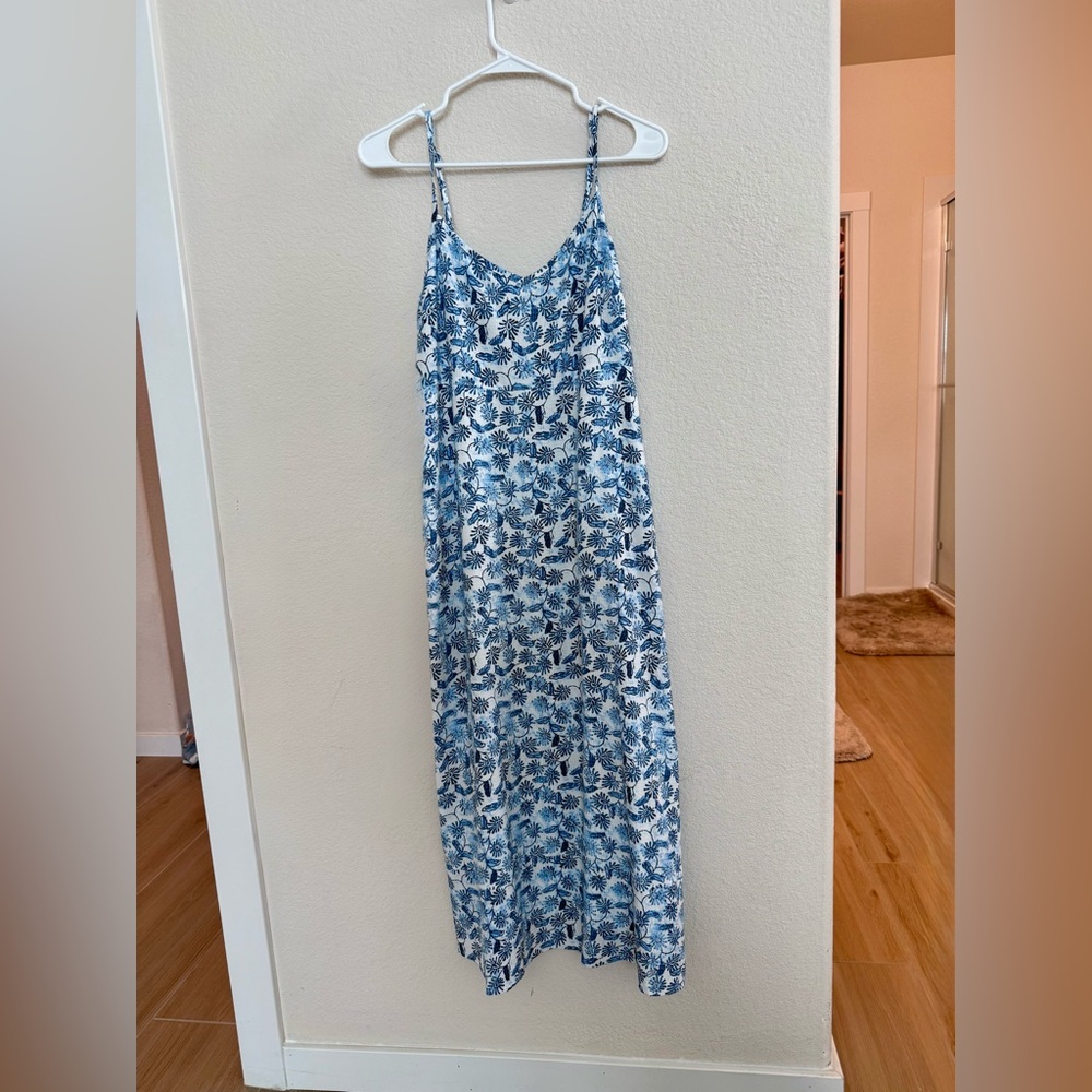 Market & Spruce White and Blue Patterned Midi Dress